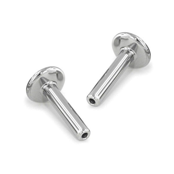 Barra tipo labret de titanio. Sistema sin rosca. Compatible con tops Neometal