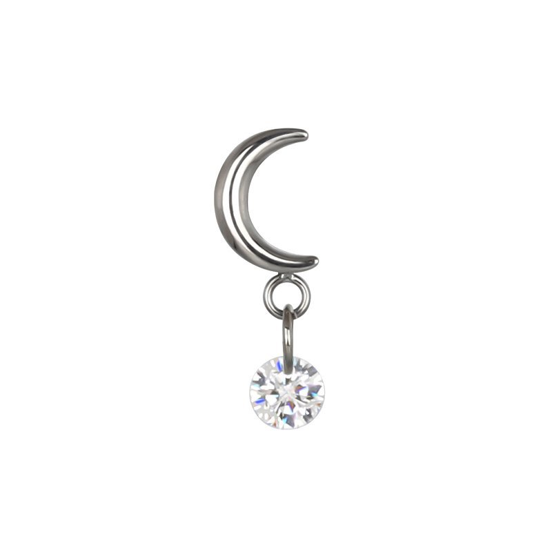 Top de titanio con una media luna y zirconia colgante - Imagen 3