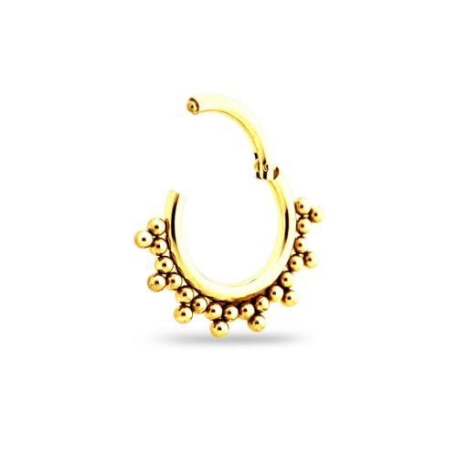 Alternative view of Aro clicker de titanio con baño de oro, estilo tribal con 1 línea de filigranas