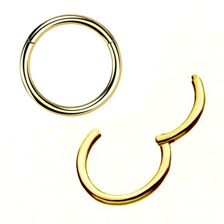 Aro de titanio con baño de oro para piercing nostril