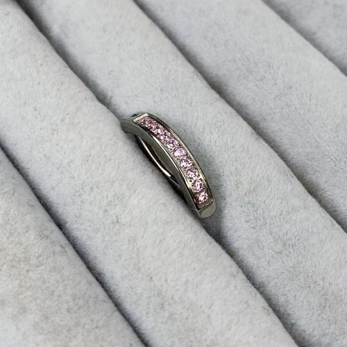 Clicker de ombligo con zirconias rosas