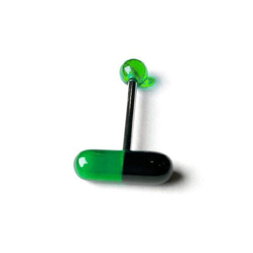 Barbell lengua cápsula verde y negro