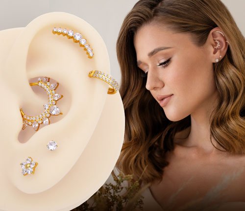 ZUK Events. Asesoramiento de multi piercing de oreja para bodas y eventos. ZLP