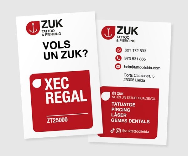 Cheque regalo de ZUK Tattoo Piercing Lleida